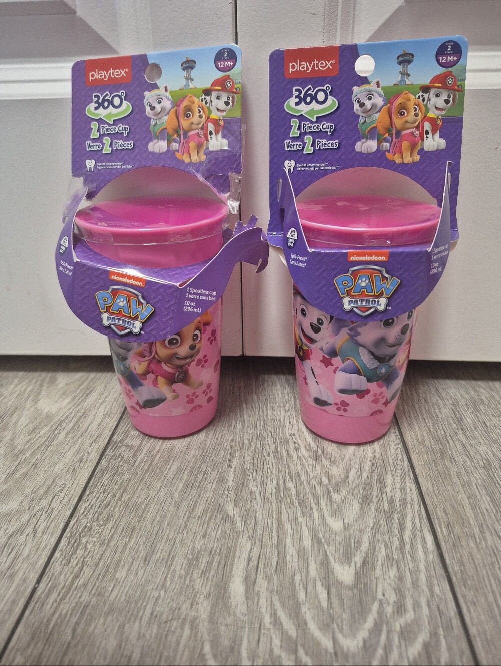 Playtex PAW Patrol Pink 360° 2 Piece Spill-Proof Sippy Cups BPA Free- Set of 2